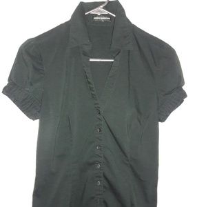 Black V-neck button down shirt by Express